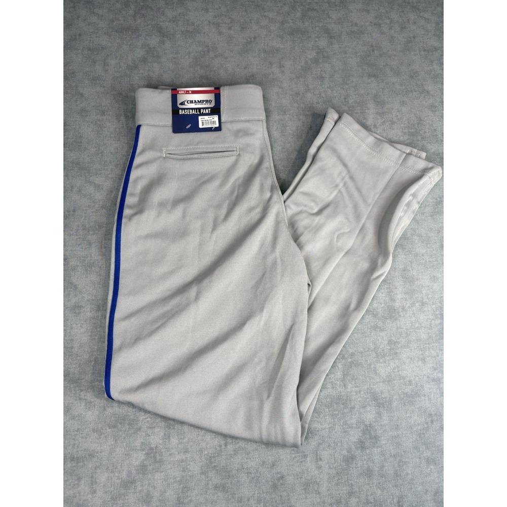 NWT Champro Adult Medium Gray Royal Piped Baseball Pants Adjustable BP91U M